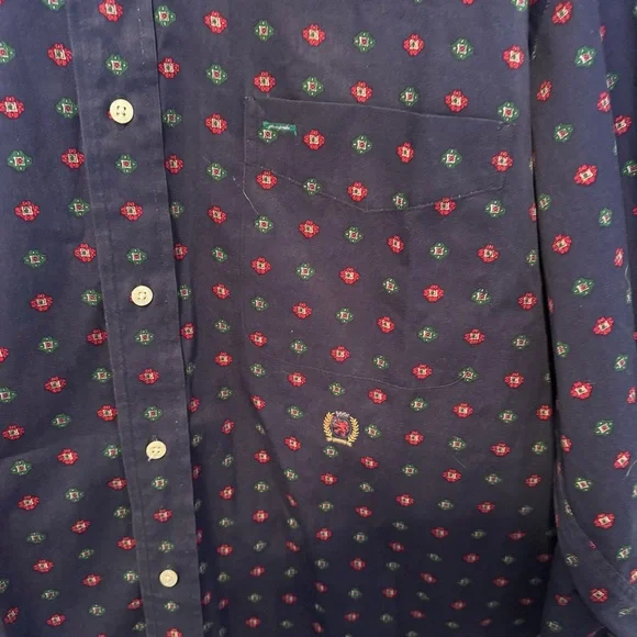 Vtg Tommy Hilfiger Geometric Button Up Long Sleeve Shirt Men’s L 100% Cotton - Picture 4 of 7